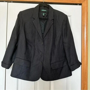 Lauren Ralph Lauren Black Linen Blazer